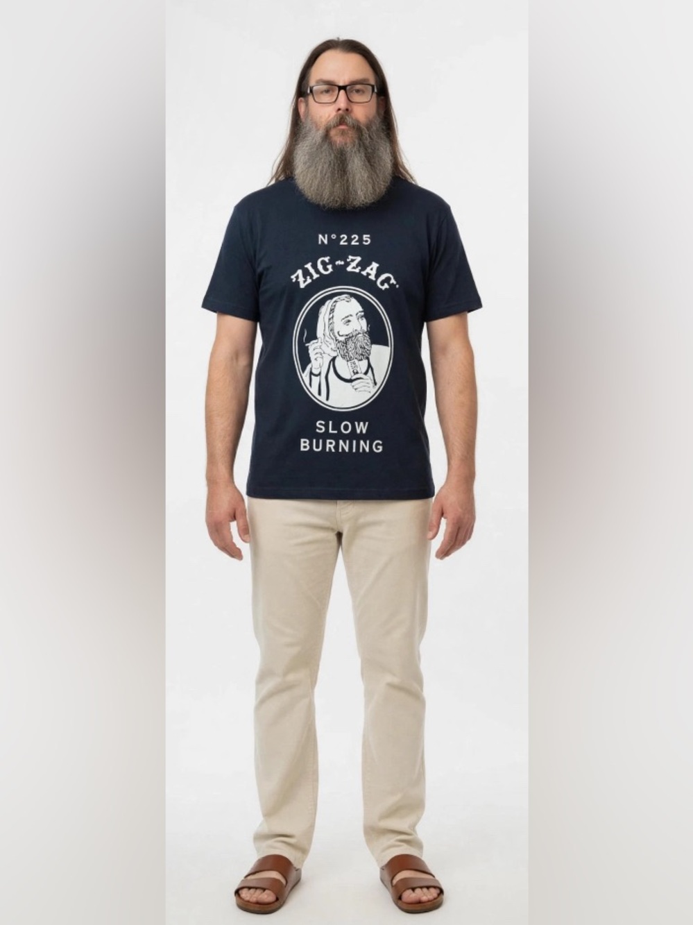 Zig Zag Navy Blue Graphic T-Shirt for Men